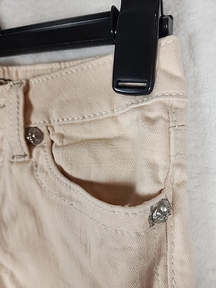 Miss Me Bermuda Shorts Women's Size 14 Peach Embroidered Mid-Rise Bling Pockets - Image 2 of 4