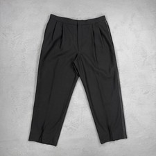Vintage Black Wool Tuxedo Pants w/ Satin Side Stripe Fit Men's 38 x 28