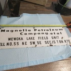 VINTAGE PORCELAIN SIGN MAGNOLIA PETROLEUM CO. WEWOKA LAKE FIELD UNIT WELL #55
