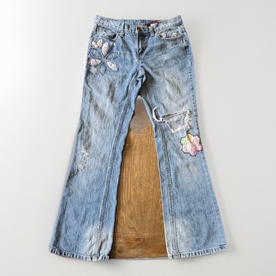 Bongo Y2K Patchwork Flare Jeans 30x31 Low Rise Boho Hippie Distressed