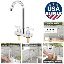 Commercial Hand Sink Faucet - 4 Inch Center Wall Mount Handwash Sink Faucet w...