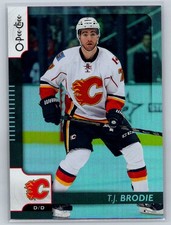2017-18 O-Pee-Chee Black Rainbow Foil T.J. Brodie 085/100 Calgary Flames #491