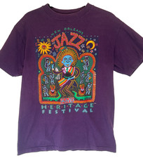 Vintage 1993 New Orleans Jazz Heritage Festival T Shirt Mens Medium Purple USA