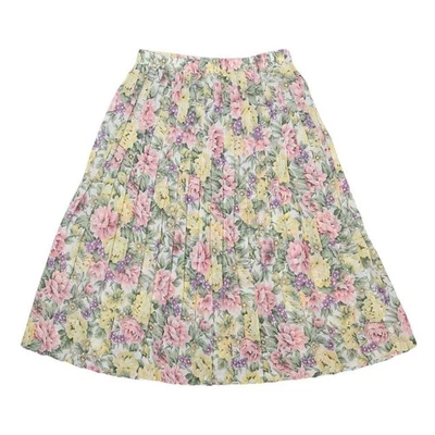 ALFRED DUNNER Jupe Midi Plissée en Polyester Taille S Vert Florale Confortable - Photo 1/4