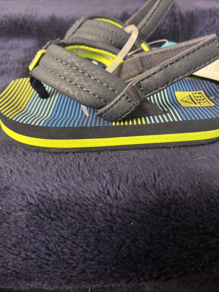 REEF Kids Blue/green Striped Sandals Size 6k - Imagem 2 de 4