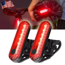 2-Pack LED Bicycle Cycling Tail Light USB Rechargeable Bike Rear Warning Light