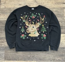 Reindeer Christmas Sweatshirt Adult Size Medium Ugly Christmas Lights Sweater