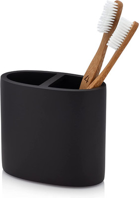 Essentra Home Matte Black Toothbrush Holder for Vanity Countertops, Small Toothb
