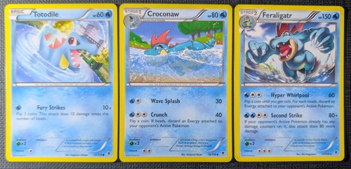 3x Master Set Lot Totodile-Croconaw-Feraligatr Regular 15-17/119 Phantom Forces