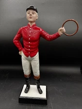 13” Equestrian Cast Iron Horse Lawn Jockey Statue Figure Door Stop Bookend