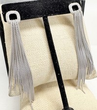 David Yurman .925/14K Diamond Long Dangle Drop Box Chains Waterfall Earrings 