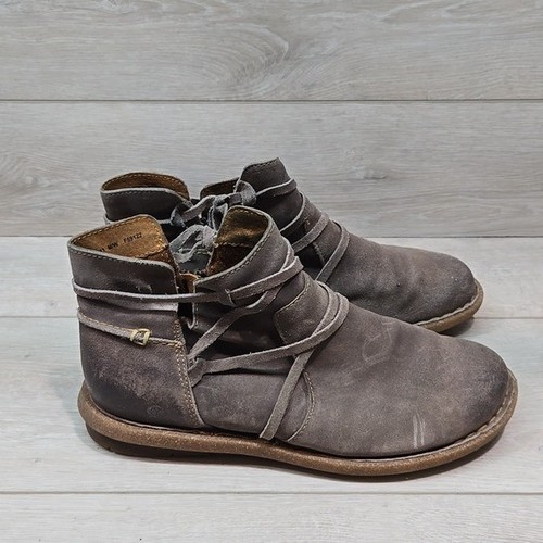 Geboren Damen Tarklin Knöchel abgenutzt grau Leder Schuhe Motorrad Stiefel Größe 9,5 - Bild 3 von 13