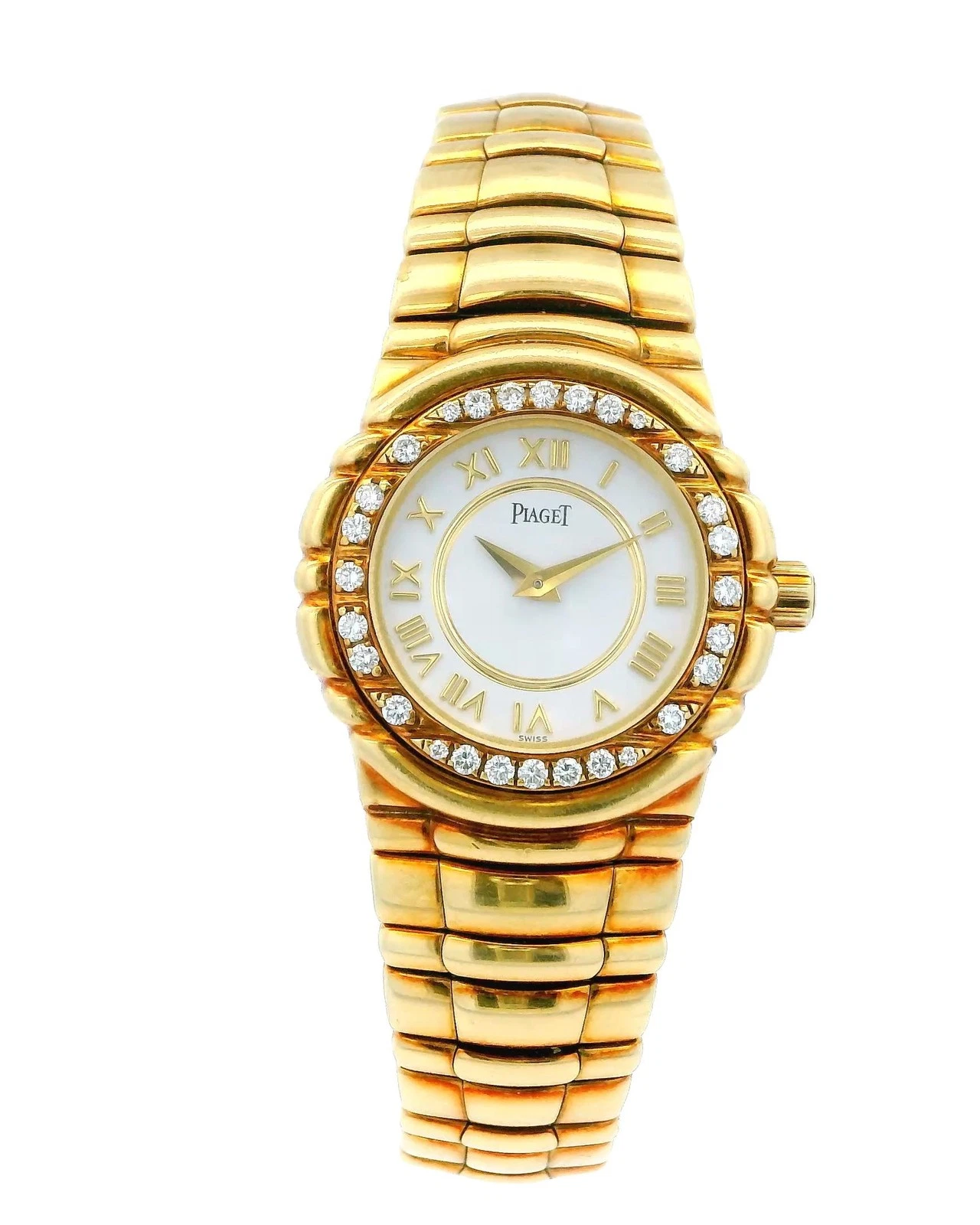 Piaget — Piaget Tanagra 16033M401D Diamond Bezel 18k Yellow Gold Watch