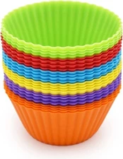 12 Silicone Cake & Muffin Cupcake Liners –Reusable Baking Cups & Chocolate Molds