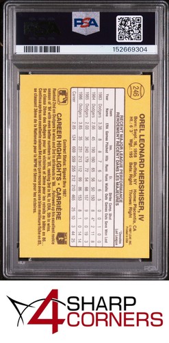 1987 LEAF #246 OREL HERSHISER DODGERS PSA 9 - Picture 2 of 3