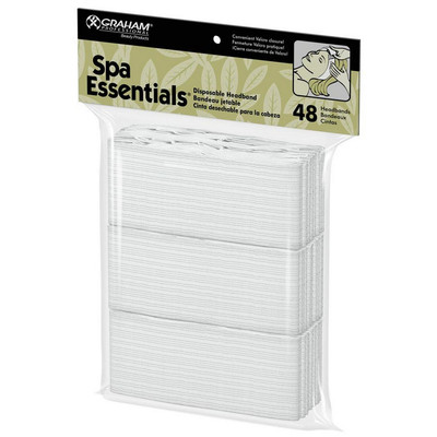 48 Pack Disposable Headbands for Beauty and Spa Use White Graham Professional