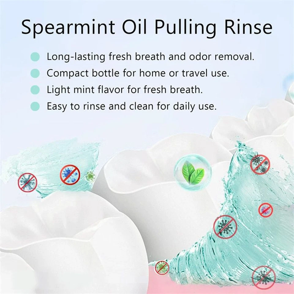Spearmint White Oil Pulling Rinse Cold-Pressed Coconut Mouthwash Teeth Whitening - image 4 of 4