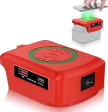 Wireless Charger Adapter for Einhell 18v Battery 15W for Phone with Type C USB