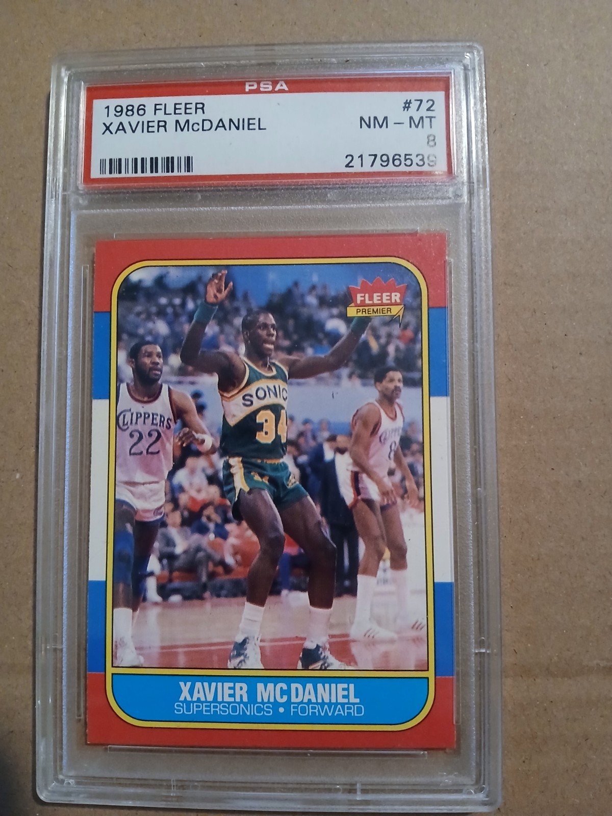 XAVIER MCDANIEL 1986 FLEER #72!!!SONICS!! ~~GRADED PSA NM-MT 8!
