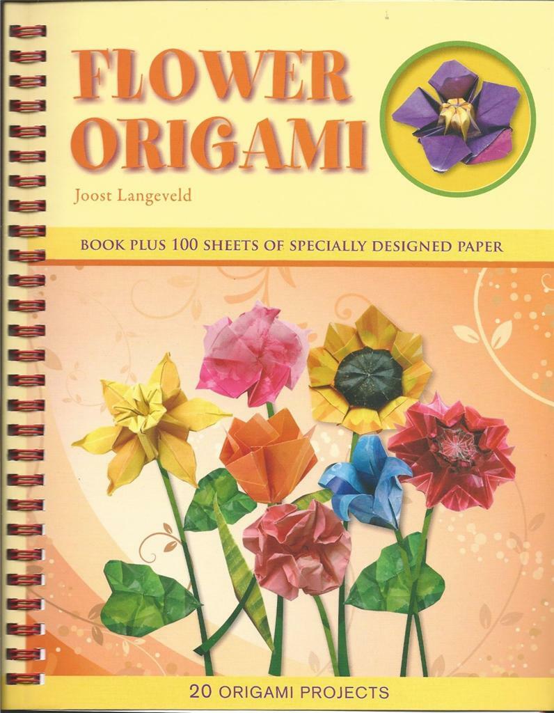 Flower Origami Instruction Book & 100 Sheets Designed Papers New