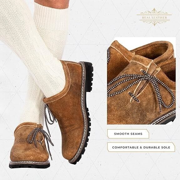 German Lederhosen Bavarian Shoes Oktoberfest Leather Boots Men’s 42 US 9 Beer Mens Lederhosen Shoes - Real Leather Boots - Oktoberfest  main image 4
