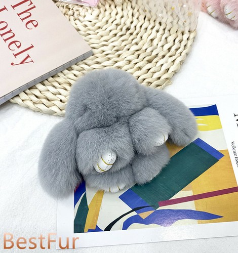 Muñeca de piel de conejo real de 10 cm/4" juguete niños regalo bolso colgante teléfono coche - Imagen 30 de 58