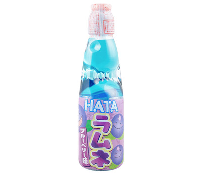 (6 Pack) HATA Japan  Refreshing Blueberry Ramune Fun Glass Marble Soda, 200ml