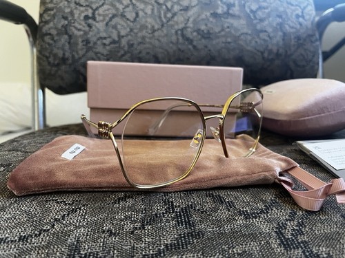 Miu Miu MU A54S Pale Gold/Clear Gradient Light Blue (ZVN-80O  display picture 1