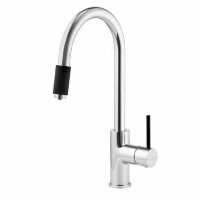 Designer ASTER 3 Drei Wege Wasserhahn Chrom / Schwarz C-Auslauf für Wasserfilter