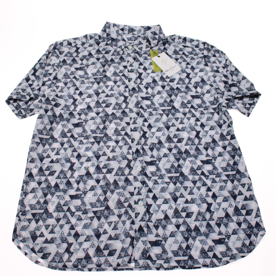 Robert Graham NWT Stamos Short Sleeve Casual Button Down Shirt Size L Blue/White - Image 3 of 4