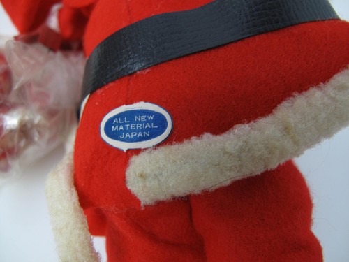 VINTAGE 7" SANTA CLAUS Figure Doll Ornament Felt Plastic Rubber Face JAPAN - Bild 4 von 11