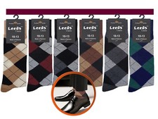 6 PK Dress Socks ARGYLE DIAMOND Multicolor NATURAL COTTON Crew Socks  10-13
