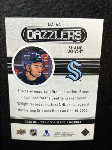 22-23 UD Series 2 Hockey RC Rookie Blue Dazzlers DZ-64 Shane Wright - Picture 2 of 2