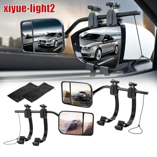 2X Extension Trailer Mirrors Universal Clip on Towing Convex 360° Adjustable