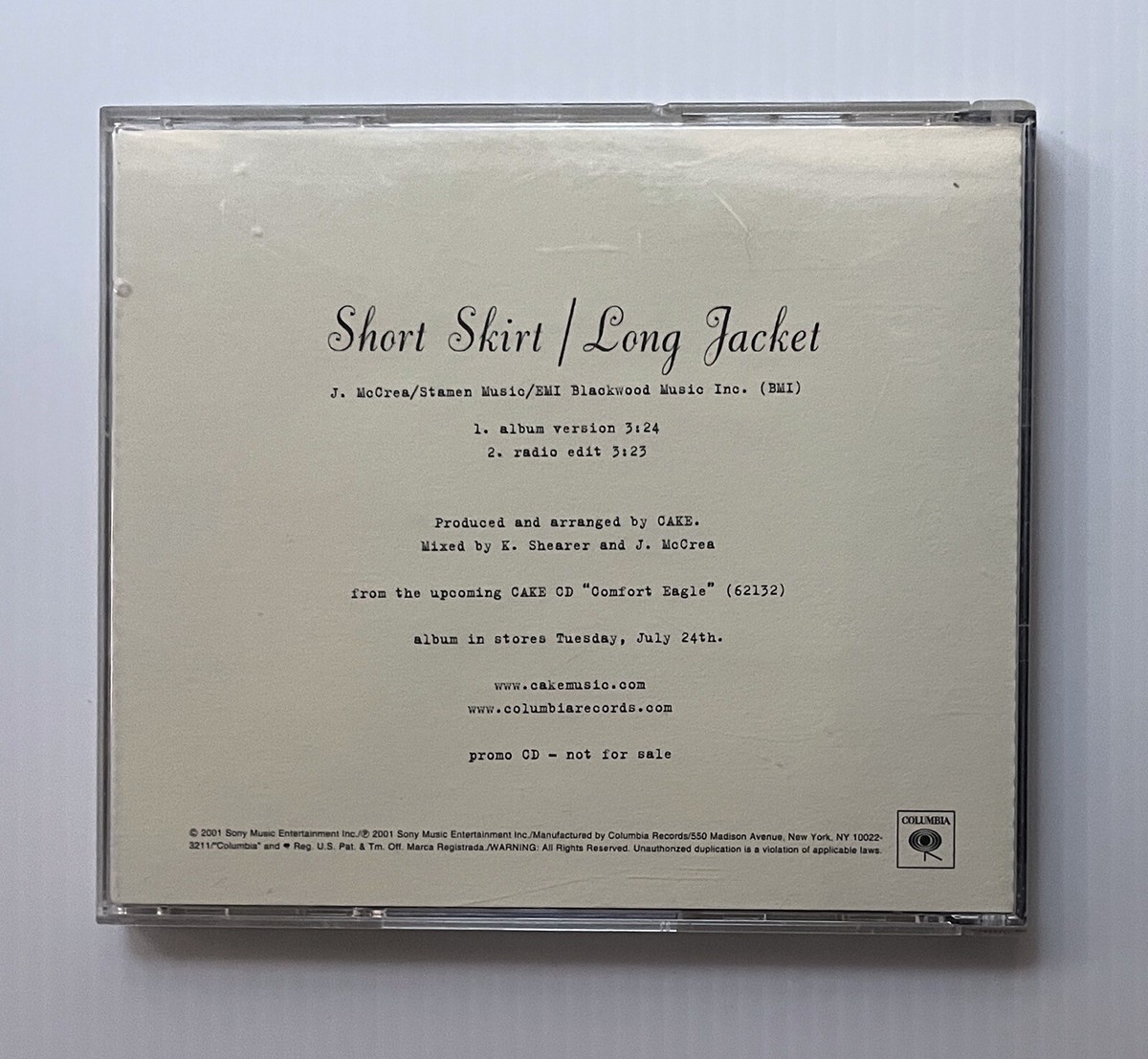 Cake Short Skirt Long Jacket Promo CD Radio Edit Album Version CSK