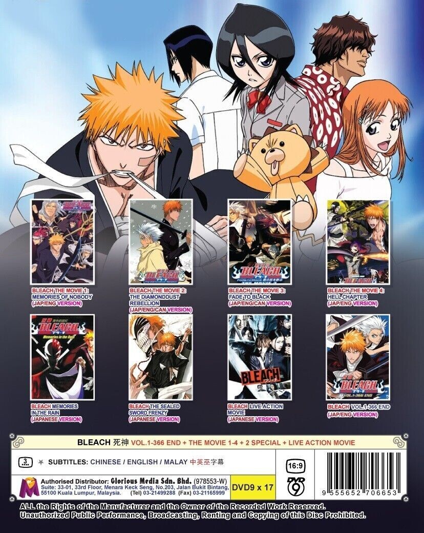 DVD Bleach Vol.1-366 End+4Movie+ 2 Special+Live Action +