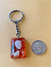 Vintage Shell Seaweed Resin Keychain, Champagne color Glittery with seashells an