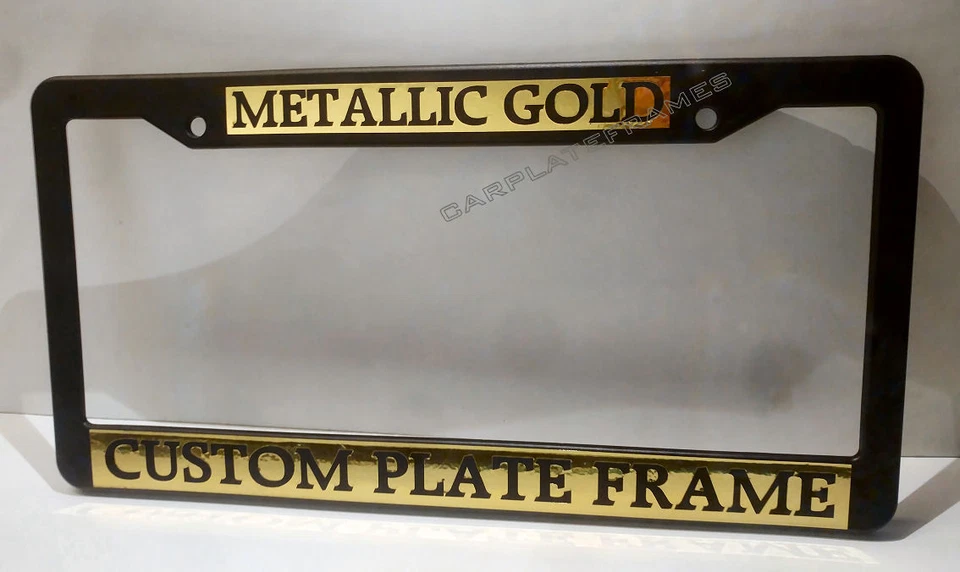 METALLIC GOLD TAG HOLDER CUSTOM TEXT PERSONALIZED CUSTOMIZED License Plate Frame - Image 3 of 4
