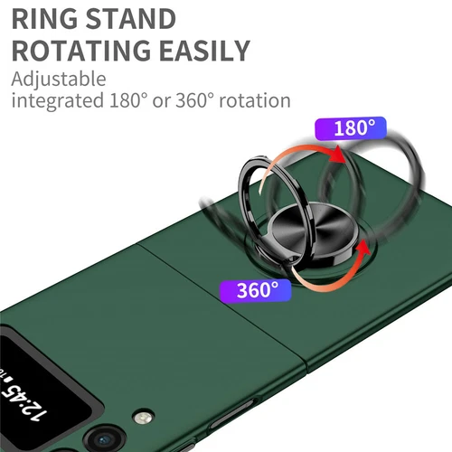 For-Samsung Galaxy Z Flip 4 3 5G Slim Matte Hard Case with Ring+Screen Protector - Picture 72 of 94