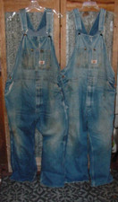 2 Pair Roundhouse Bib Carpenter Overalls 46x27 Distressed Major Grunge Workwear