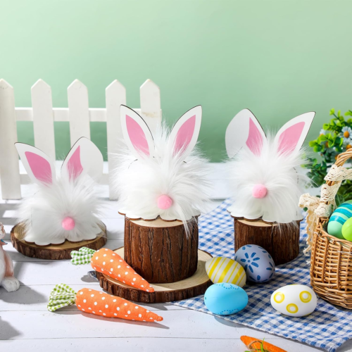 3 Pcs Farmhouse Gnome Bunny Decor Easter Tiered Tray Decorations Set Rabbit Tabl