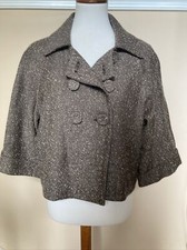 Vintage Y2K Carole Little Jacket Sz L Tweed Boxy Oversized 3/4 Sleeve Pockets