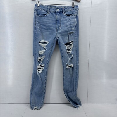 American Eagle  Jeans Women's 8 Super Hi-Rise Jegging Next Level Stretch Raw Hem