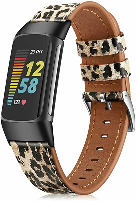 Bands For Fitbit Charge 5 Genuine Leather Band Replacement Strap Wristband USA