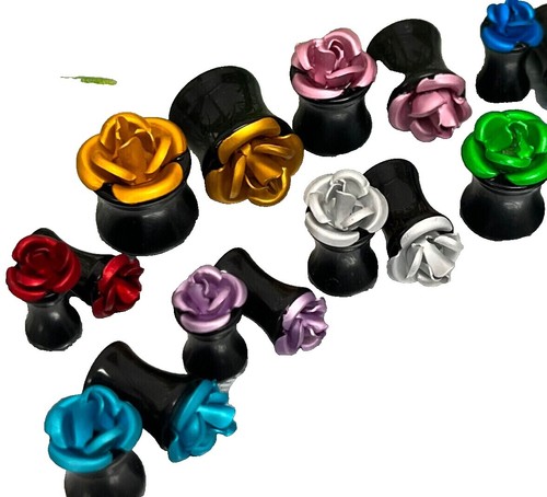 Pair Of Black Acrylic Screw-On Flesh Tunnel Plugs - Sizes 8G To 00G, Ear Lobe Tunnels 2 thumbnail image
