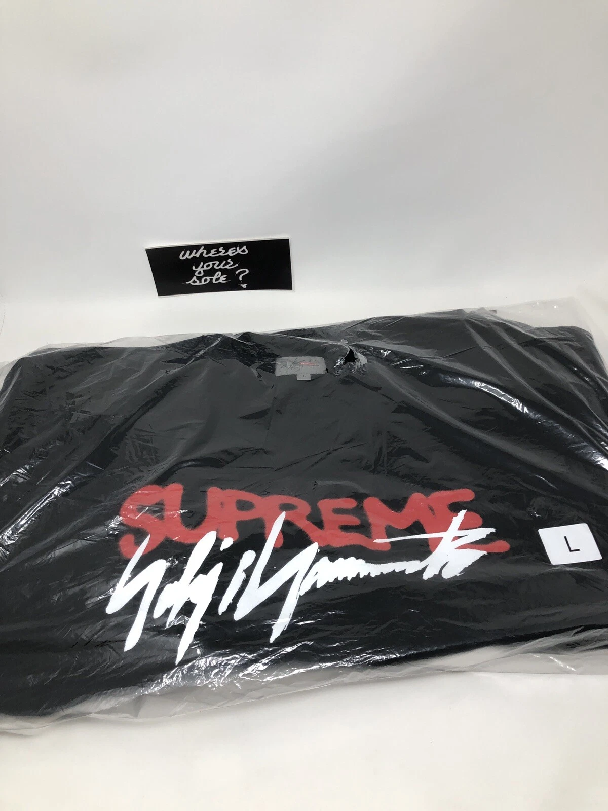 Sweat shirt à encolure ras du cou logo Supreme Yohji Yamamoto grand L noir neuf FW20 