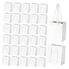 50 Pack 4 x 2.4 x 4.6 Inches Mini Gift Bags, Extra Small Gift Wrap Paper White