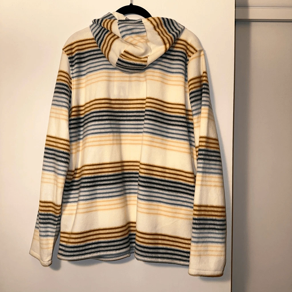 OFF WHITE Felpa donna O’Neill mezza zip panna neutra a righe pile polare XL NUOVA CON ETICHETTE