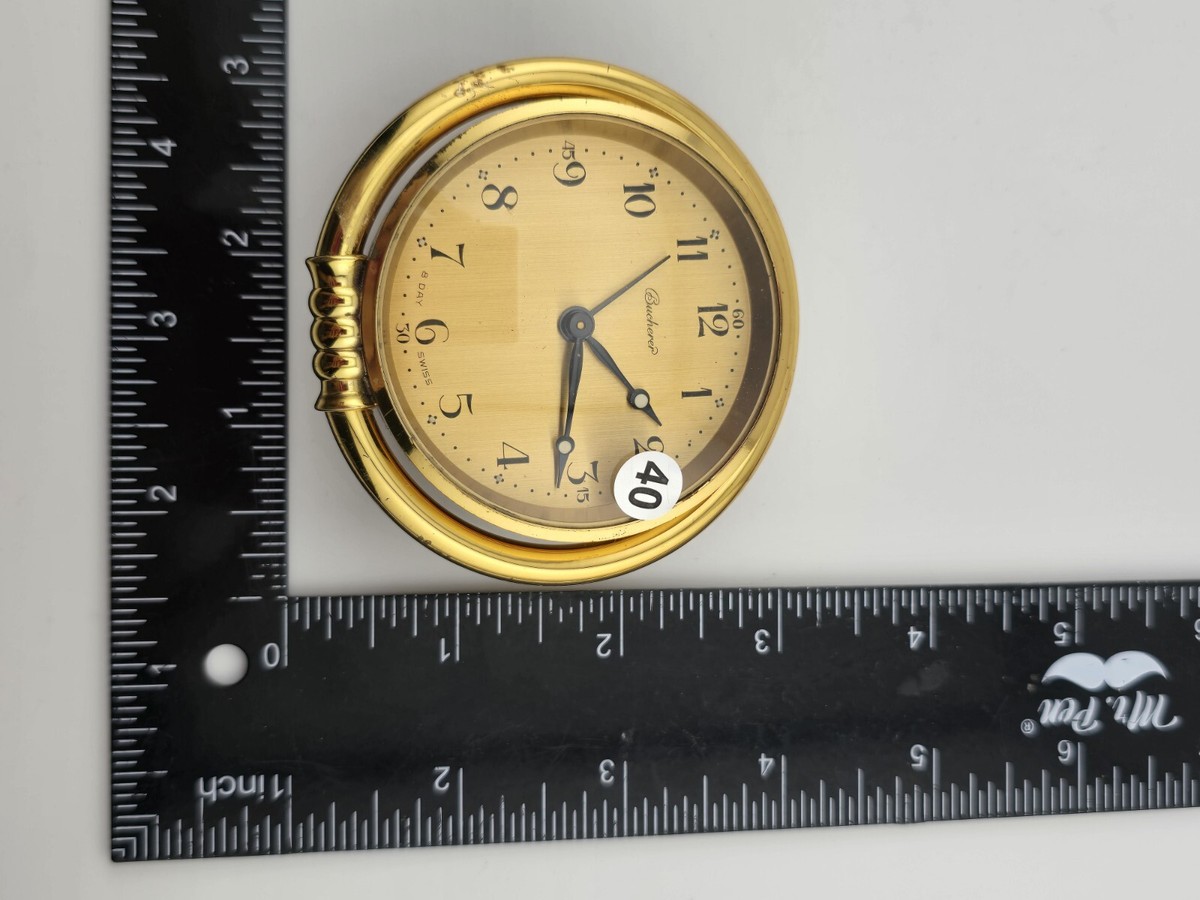 Rare Bucherer IMHOF TRAVEL CLOCK 8 DAY SWITZERLAND. Working
