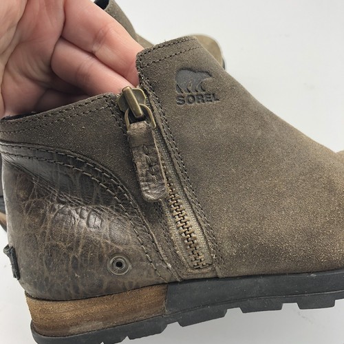 SOREL Major Low Ankle Boot Fossil Brown Green Leather Waterproof Zip Bootie 7 S - Picture 6 of 10